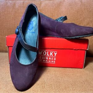 Wolky Eggplant Nubuck Mary Jane Shoes